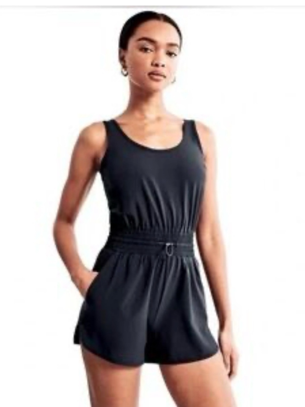 TCEC Black Sleeveless Elastic-Waist Romper